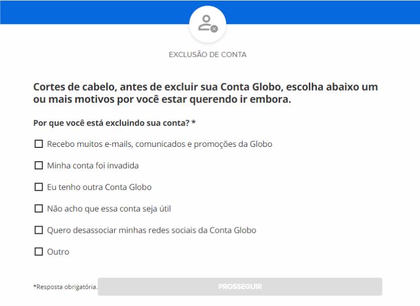 como excluir conta da globo.com