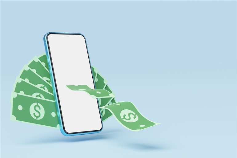 aplicativo do celular e dinheiro